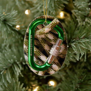 Rock Climbing , Carabiner, Rope, Summit Cross Ceramic Tree Decoration