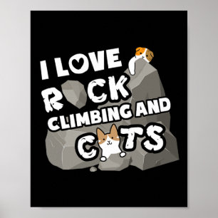 Rock Climbing Cat Funny Gift Shirt Men Women Kids Poster