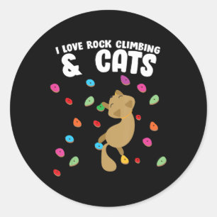 Rock Climbing & Cat Love Cute Birthday Classic Round Sticker