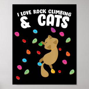 Rock Climbing & Cat Love Cute Birthday Poster