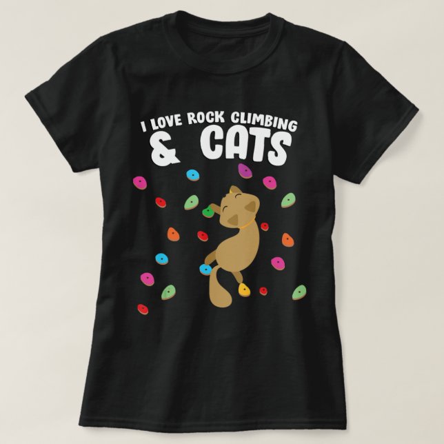 Rock Climbing & Cat Love Cute Birthday  T-Shirt (Design Front)