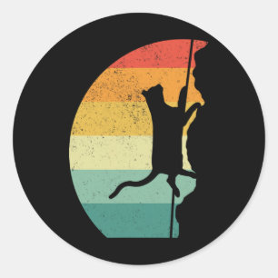 Rock Climbing Climber Cat Retro Vintage Classic Round Sticker