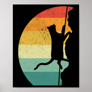 Rock Climbing Climber Cat Retro Vintage  Poster