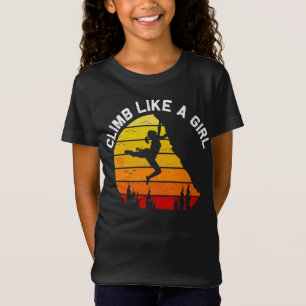 Rock Climbing Climber Climb Like A Girl Retro T-Shirt