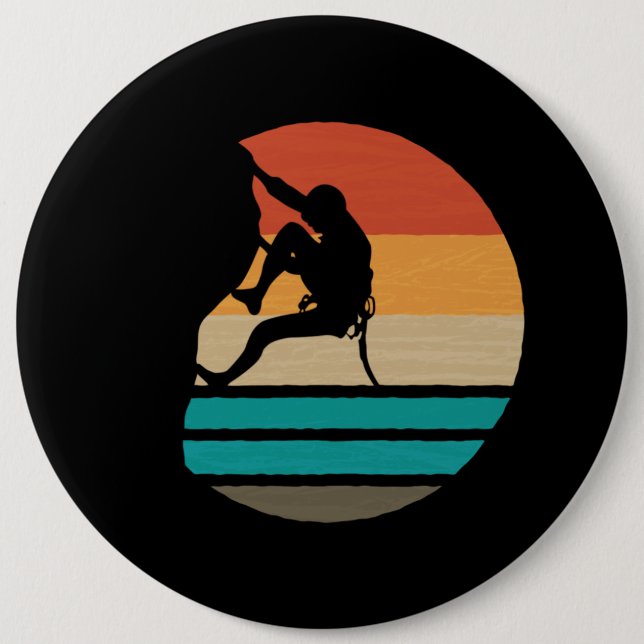 Rock Climbing Climber Retro 6 Cm Round Badge (Front)