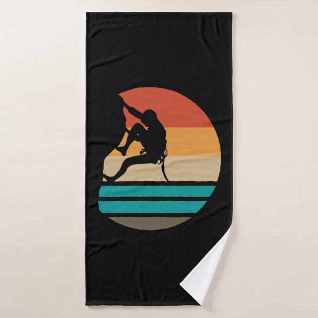 Rock Climbing Climber Retro Bath Towel (Bath Towel)