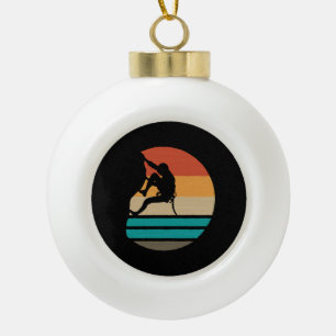 Rock Climbing Climber Retro Ceramic Ball Christmas Ornament