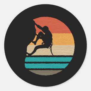 Rock Climbing Climber Retro Classic Round Sticker