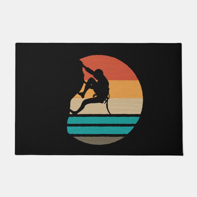 Rock Climbing Climber Retro Doormat (Front)