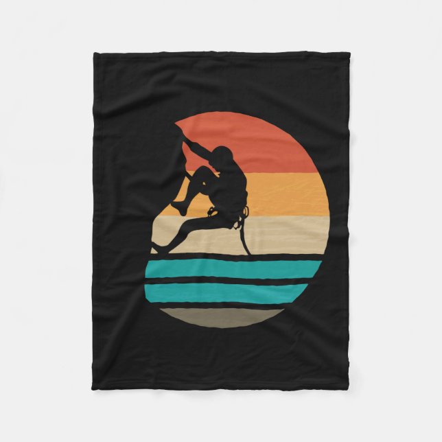 Rock Climbing Climber Retro Fleece Blanket (Front)