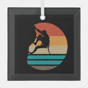 Rock Climbing Climber Retro Glass Tree Decoration