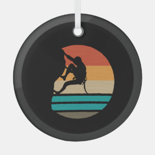 Rock Climbing Climber Retro Glass Tree Decoration