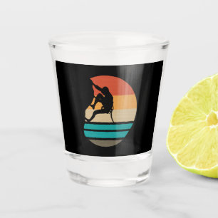 Rock Climbing Climber Retro Shot Glass