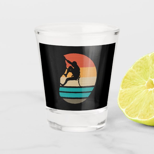 Rock Climbing Climber Retro  Shot Glass (Front)
