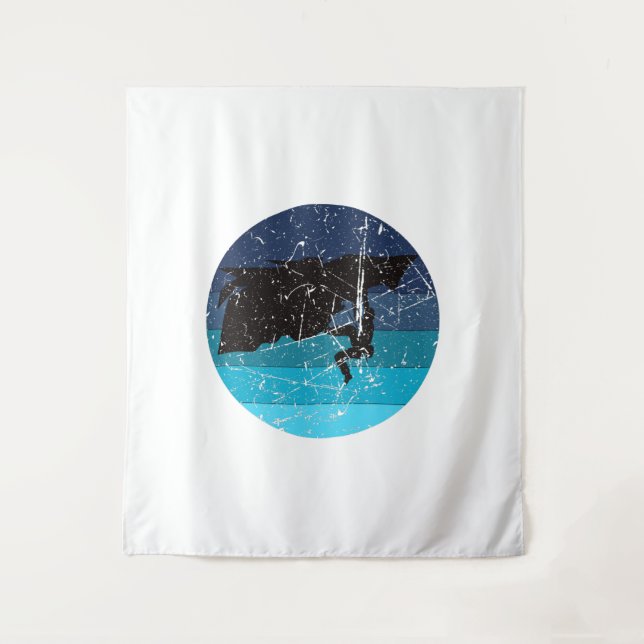 Rock Climbing Climber Retro Tapestry (Front)
