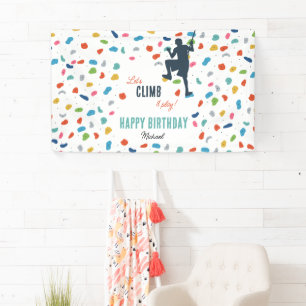 Rock Climbing Cute Kids Birthday Party Banner