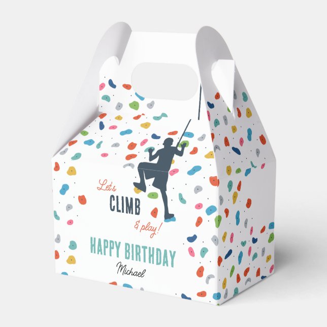 Rock Climbing Cute Kids Birthday Party Favour Box (Front Side)