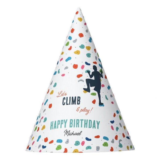 Rock Climbing Cute Kids Birthday Party Hat (Front)