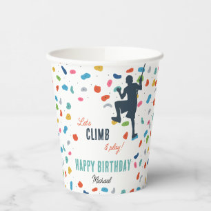 Rock Climbing Cute Kids Birthday Party Paper Cups