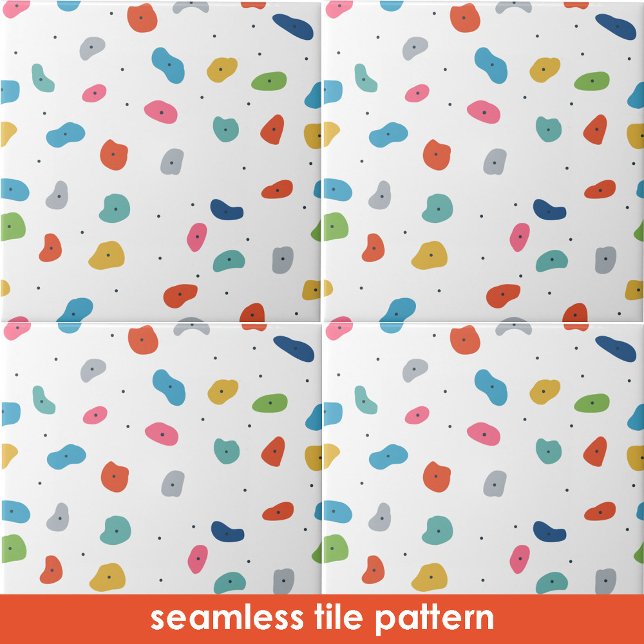 Rock Climbing Cute Kids Colourful Seamless Pattern Tile (Rock Climbing Cute Kids Colorful Seamless Pattern Ceramic Tile)