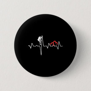 Rock Climbing Ekg Heartbeat Love Mountain Climber 6 Cm Round Badge