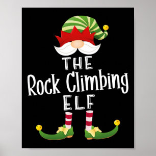 Rock Climbing Elf Group Christmas Funny Pajama Par Poster