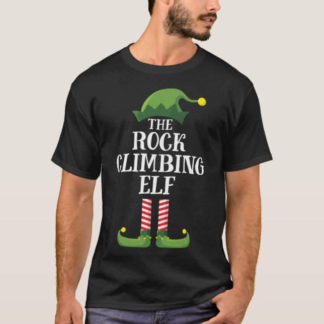 Rock Climbing Elf Matching Family Christmas T-Shirt (Front)