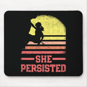 Rock Climbing Female Climber Silhouette Retro She Mouse Mat