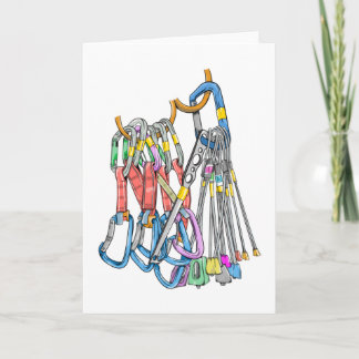 Rock climbing gear on harness card