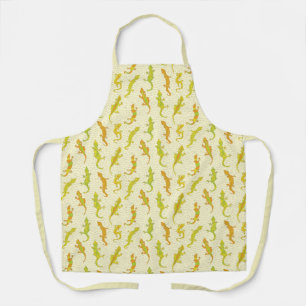 Rock Climbing Geckos on yellow - seamless pattern. Apron