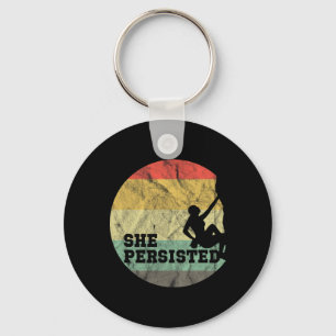 Rock Climbing Gift She Persisted Woman Rock Climbe Key Ring