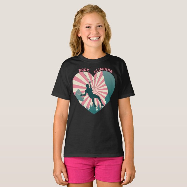 Rock Climbing girl Climber and Climbing lover T-Shirt (Front Full)