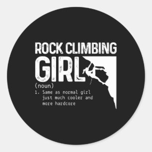 Rock Climbing Girl Definition Climber Bouldering C Classic Round Sticker