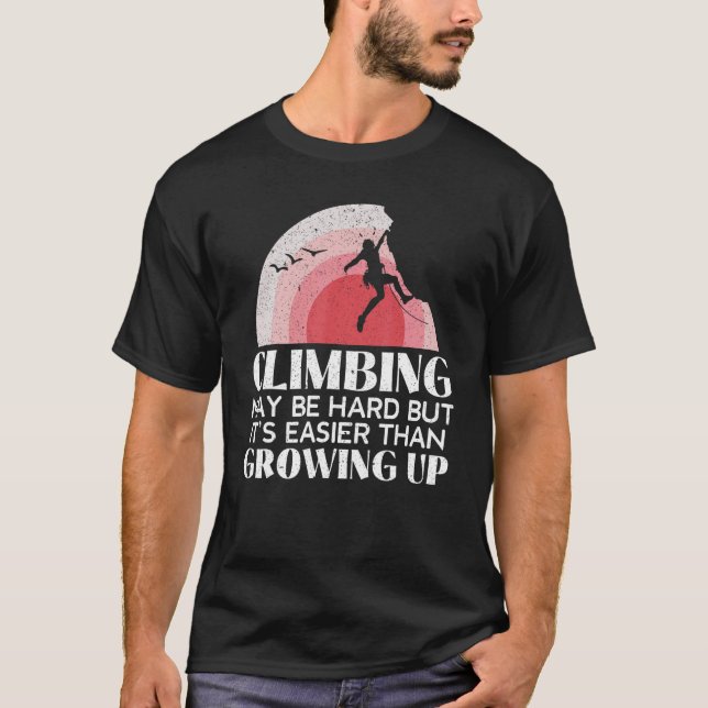 Rock Climbing Girl Mountaineering Climb Hiking T-Shirt (Front)