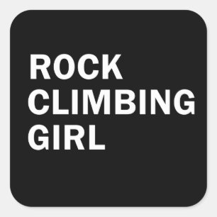 Rock climbing girl square sticker