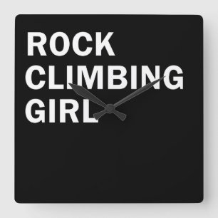 Rock climbing girl square wall clock