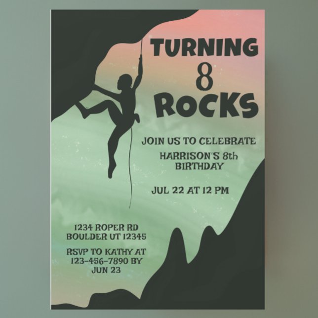 Rock Climbing Gym Adventure Birthday Invitation (Creator Uploaded)