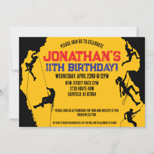 Rock Climbing Gym Birthday Invitation