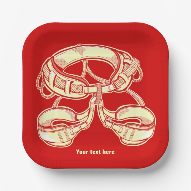 Rock climbing harness paper plate (Front)