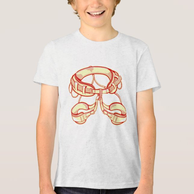 Rock climbing harness Tri-Blend shirt (Front)