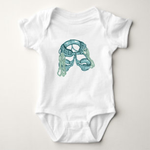 Rock climbing harness with quick draws baby bodysuit