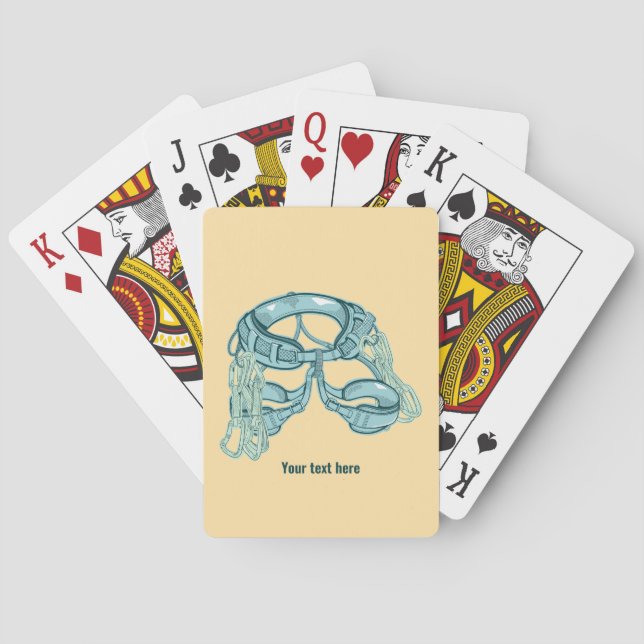 Rock climbing harness with quick draws playing cards (Back)