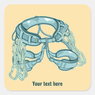 Rock climbing harness with quick draws square sticker