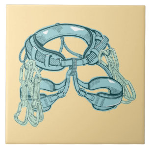 Rock climbing harness with quick draws tile