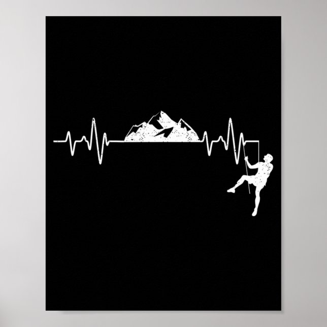 Rock Climbing Heartbeat Climber Pulse Mountain Out Poster (Front)