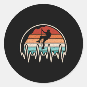 Rock Climbing Heartbeat Retro Climber Bouldering M Classic Round Sticker