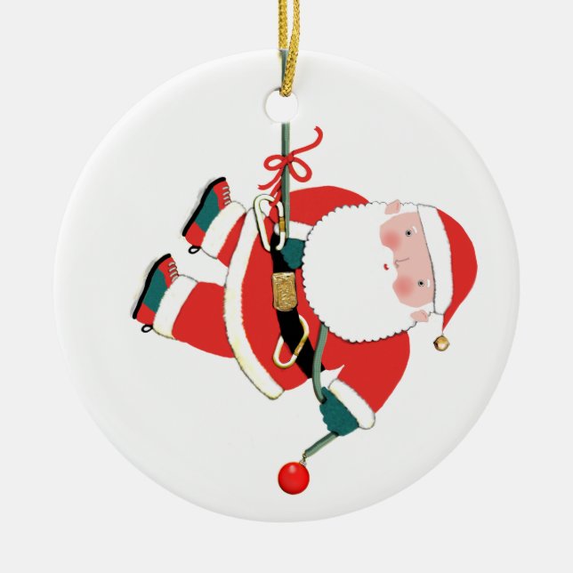 Rock Climbing holiday gift ceramic ornament (Front)