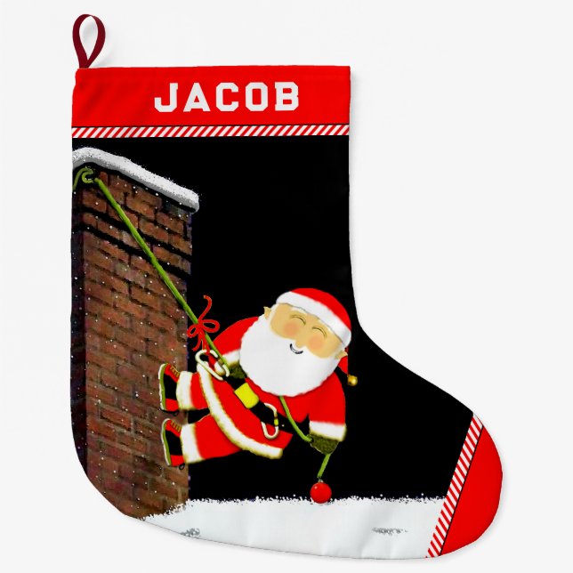 Rock Climbing  Holiday Gift Large Christmas Stocking (Front)