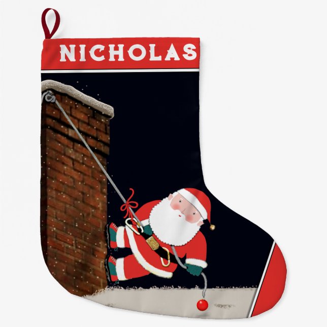 Rock Climbing Holiday Gift Large Christmas Stocking (Front)
