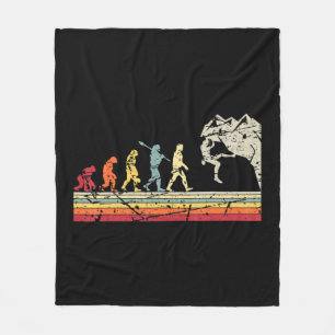 Rock Climbing Human Evolution Vintage Climber Fleece Blanket